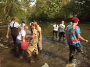 Students Releasing Mussels back in the Clinch River